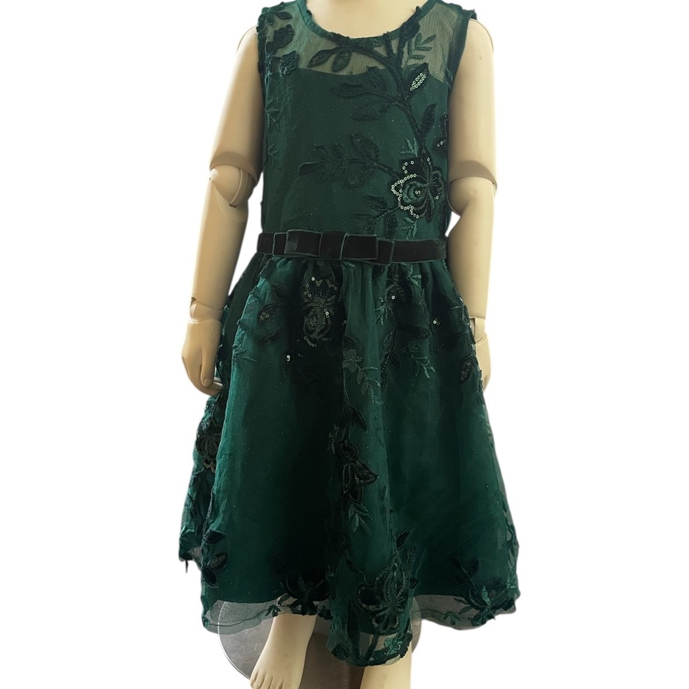 Rare Editions Green Floral Kids Dress